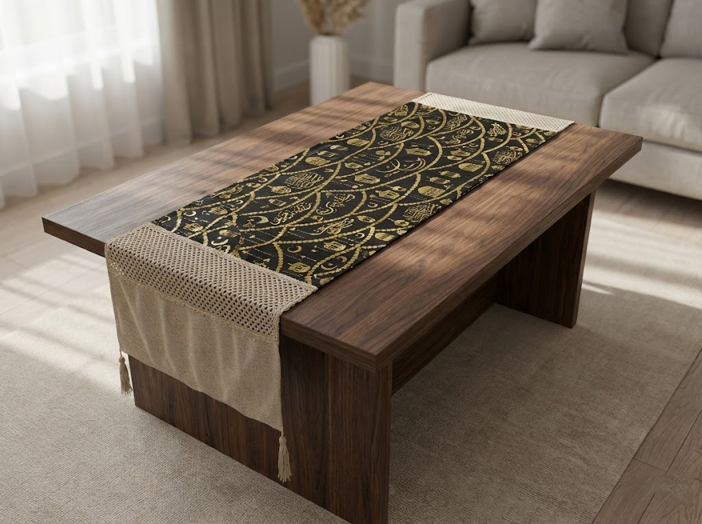 رانر مع 2 كفر كوشن بيج اسود - الصورة 2