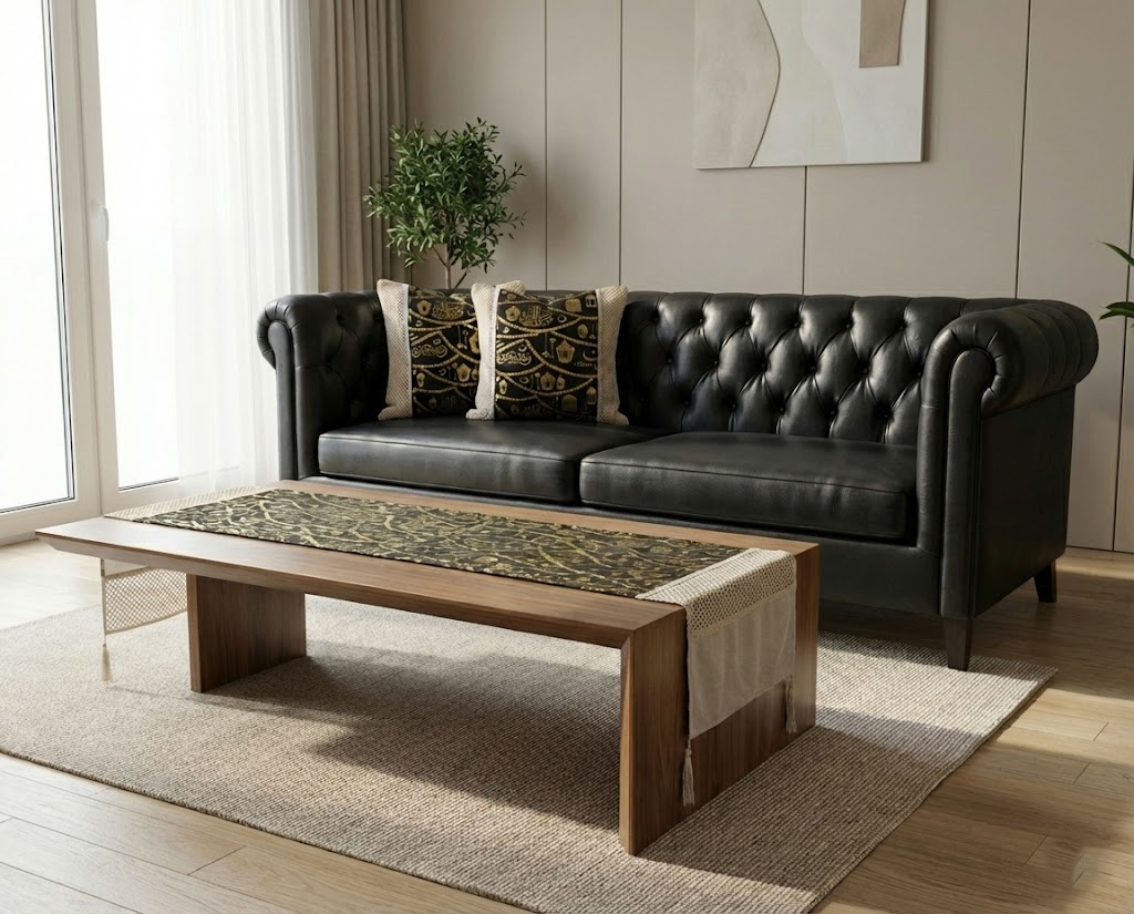 رانر مع 2 كفر كوشن بيج اسود - الصورة 4