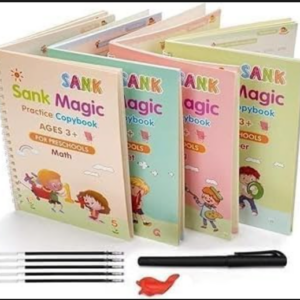 عرض قطعتين دفتر تدريبات سحرية من سانك، (4 كتب + 10 عبوات اعادة تعبئة+ قلم + 1 مقبض)