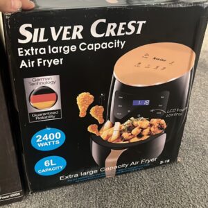 • عرض قلاية هوائية 6 Silver Crest Liter Black + قالب سيليكون للأير فراير + اسبراي بخاخ الزيت