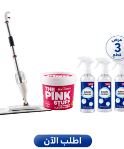 عرض مساحة وبخاخة 2×1 + معجون التنظيف The Pink Stuff + 3 اسبراي التنظيف الجبار Multipurpose Bubble Cleaner
