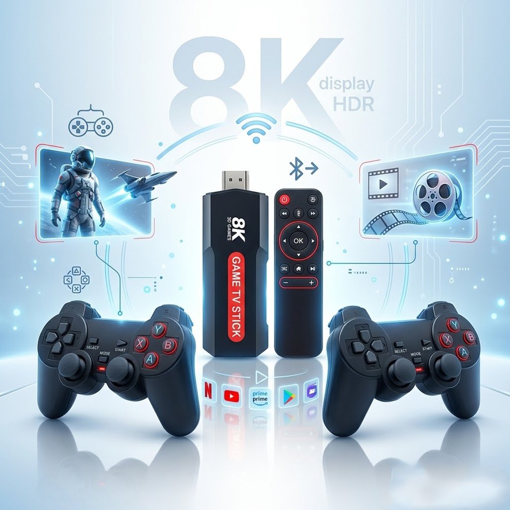 جهاز وعصا ألعاب فيديو مطور 8K 5G (+30,000 لعبة ريترو) + ضمان سنة