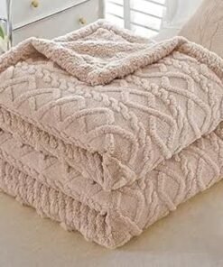 بطانيه 2 في 1 فرو جاكار دابل فيس كافيه 220*230 سم مع 2 كيس خداديه