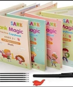 دفتر تدريبات سحرية من سانك، (4 كتب + 10 عبوات اعادة تعبئة+ قلم + 1 مقبض)