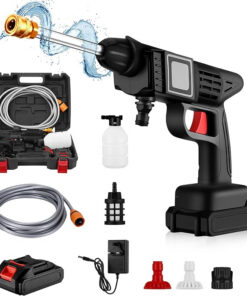عرض رشاش كهربائى لغسيل السيارة ببطاريتين 48+ قطعتين اقوى سفنجة تنظيف زجاج فى العالم+ ضمان سنة