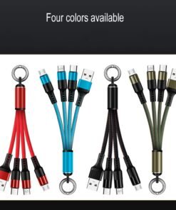 ” كيبل USB متعدد 4 في 1 شاحن سريع نايلون مع نوع A/USB C الى 120 واط”