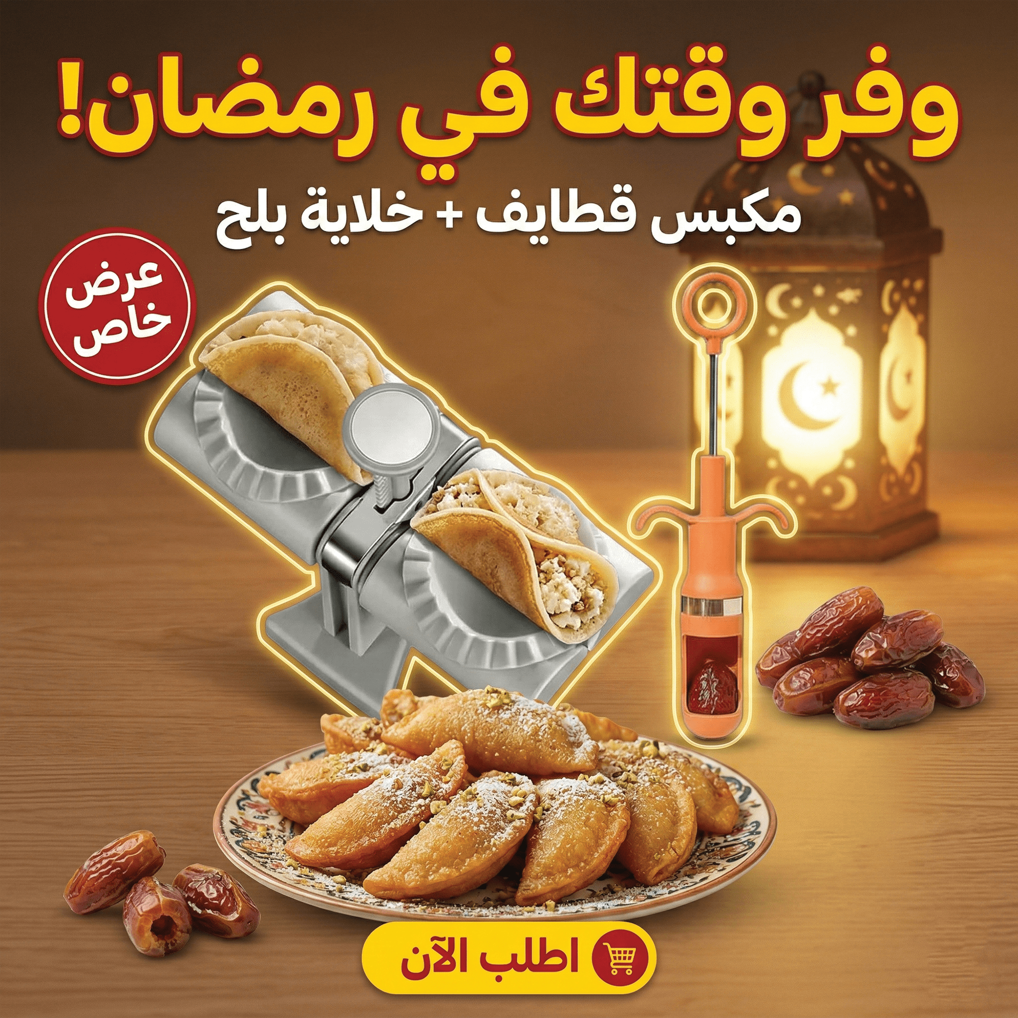 عرض مكبس قطايف اوتوماتيك + خلاية البلح و الزيتون