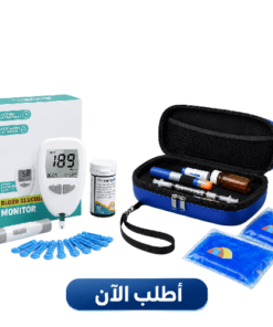 عرض جهاز قياس نسبة السكر في الدم + شنطة الرحلات لتبريد الانسولين وعرض درجة الحرارة