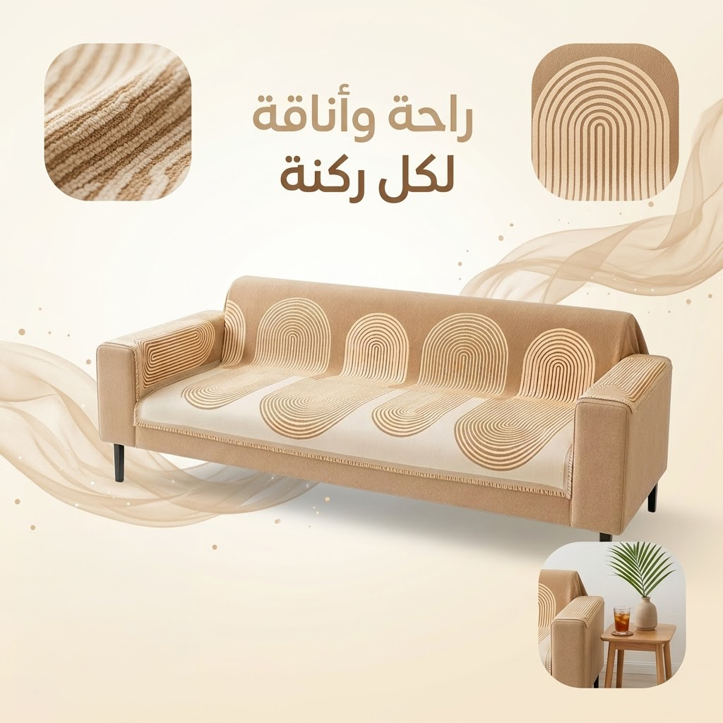 عرض 3 قطعة مفرش صيفي بوهيمي بيج
