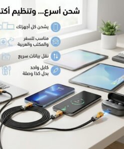 عرض Anker Power Port Nano-20W + كابل شاحن USB متعدد 15 سم، شحن سريع 3 في 1 (Lightning, Type-C & Micro USB)