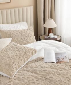 بطانيه 2 في 1 فرو جاكار دابل فيس كافيه 220*230 سم مع 2 كيس خداديه