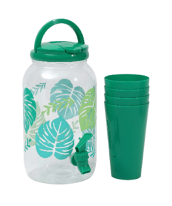 • ديسبنسر العصير + 4 اكواب للعصير ديزاين Leaves 3,5 Liter