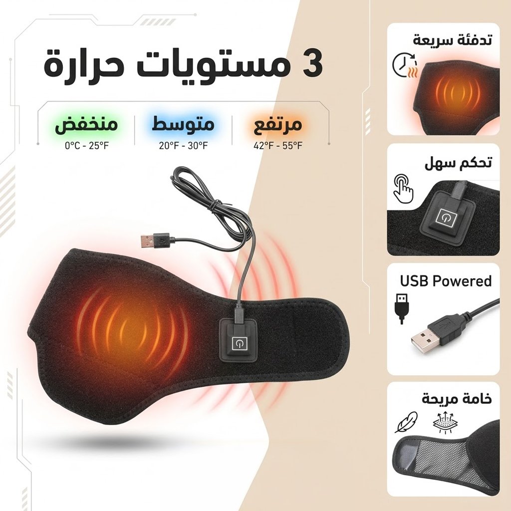 وسادة تدفئة كهربائية محمولة للكاحل لتخفيف الألم والالتهاب - الصورة 3