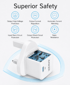 عرض Anker Power Port Nano-20W + كابل شاحن USB متعدد 15 سم، شحن سريع 3 في 1 (Lightning, Type-C & Micro USB)