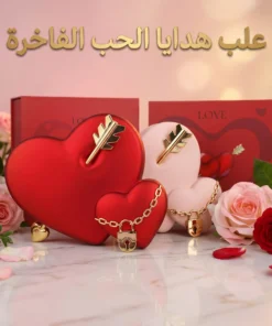 صندوق هدايا فاخراً على شكل قلب أحمر