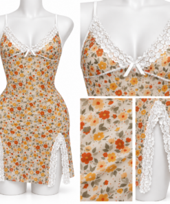 Short flowers night dress Lan050 ( مخزن 307 )